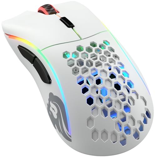 GLORIOUS Gaming Model D Wireless Souris de Jeu sans Fil - Superlégère, 69 g, sans Fil 2,4 GHz sans Latence, Jusqu’à 71 h de Batterie, RGB, capteur BAMF, Ergonomique, 6 Boutons - Blanc Mat