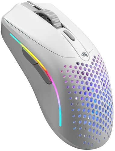 GLORIOUS Model O 2 Mini Souris Gaming sans Fil 57g Ultra légère, 210 h de Batterie, sans Fil 2,4 GHz et Bluetooth 5.2, capteur Optique 26 000, 80M de clics, 6 Boutons programmables, FPS - Blanc