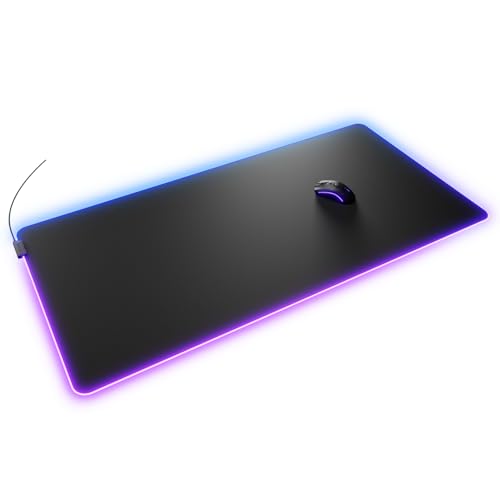 GLORIOUS Gaming Tapis de Souris GMP 2 GLED XXXL – 2 Zones RGB, Bord InfiniGlow sans Coutures, Surface Tissu Premium, Base Caoutchouc antidérapante – 1220 mm×610 mm×3 mm – Tapis de Bureau