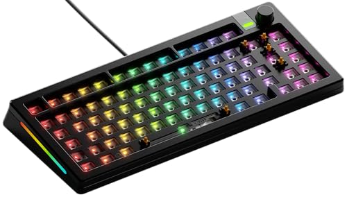 GLORIOUS Gaming GMMK 3 Pro Barebones kit Clavier personnalisé, molette, Corps alu et Joints modulaires, Clavier 75 (Hot Swap), Mousse insonorisante, Plaque de Commutation alu, ISO UE