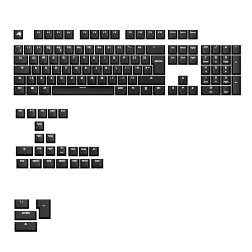 Glorious Gaming - Touches GPBT Basics en PBT, 8 Coloris, Classic Black, ineffaçables, pour claviers mécaniques Custom formats 100, 75, 65 et 60 , ANSI ou ISO, Disposition Anglaise QWERTY