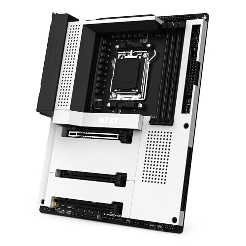 NZXT N7 B650E - Chipset AMD B650 - Prend en Charge Les processeurs AMD Ryzen 8000 et 7000 Series (Socket AM5) - Carte mère ATX Gaming - Bouclier E S arrière intégré - DDR5 - Wi-FI 6E - Blanc