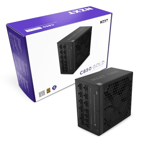 NZXT C850 Gold ATX 3.1 (2024) – Alimentation de Jeu PC entièrement modulaire à Faible Bruit – 850 W – 80 Plus Gold – Connecteur 12 V – Mode zéro Ventilateur – Condensateurs 100 Japonais – Noir –