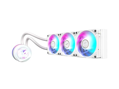 AORUS WATERFORCE X II 360 ICE Refroidisseur de processeur liquide 360 mm avec 3 ventilateurs ARGB à faible bruit de 120 mm, compatible avec Intel LGA1700 et AMD AM5 (GP-AORUS WATERFORCE X II 360 ICE)