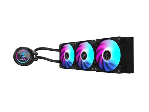 AORUS WATERFORCE II 360 Refroidisseur de processeur liquide, radiateur de 360 mm avec 3 ventilateurs ARGB à faible bruit de 120 mm, compatible avec Intel LGA1700 et AMD AM5 (GP-AORUS WATERFORCE II
