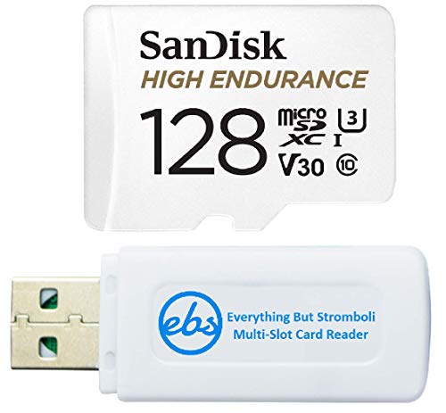 SanDisk Carte mémoire microSDXC haute endurance avec adaptateur compatible avec Rexing Dash Camera V1, V1-4K, V5, V1GW (SDSQQNR-128G-GN6IA) Ensemble avec 1 lecteur de carte micro et SD Everything But