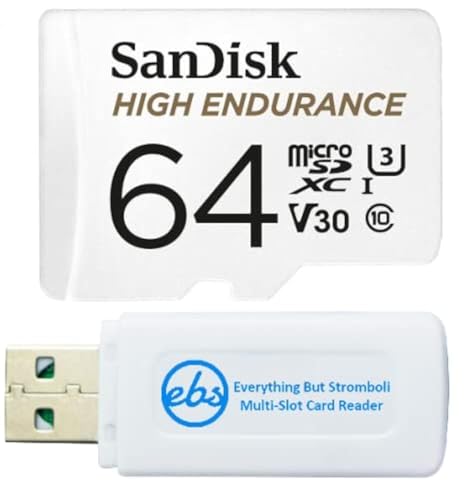 SanDisk SDSQQNR-064G-GN6IA Carte mémoire micro SD haute endurance compatible avec Wyze Cam v3 Pro, Wyze Cam Outdoor v2 Smart Camera (SDSQQNR-064G-GN6IA) avec 1 lecteur de carte micro SDHC et SD