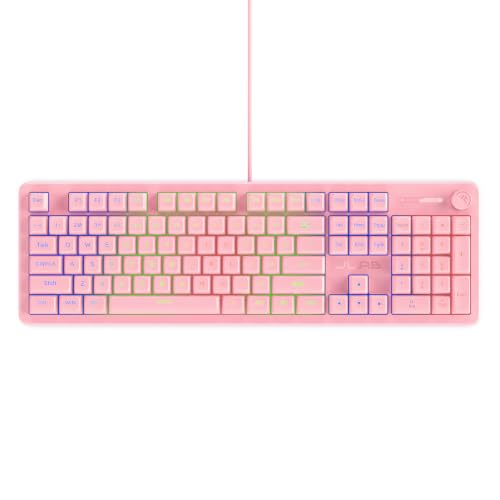 JLab Nightfall Clavier Gaming Filaire, RVB, 104 touches, Rose