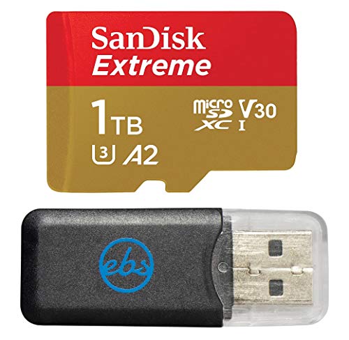 SanDisk Carte mémoire microSDXC Extreme 1 To fonctionne avec drone DJI Série Mini 4 Pro (SDSQXAV-1T00-GN6MN) V30 A2 4K UHD UHS-I Bundle avec (1) lecteur de carte microSD Everything But Stromboli