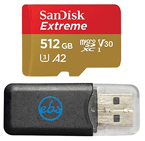 SanDisk Extreme V30 A2 Carte mémoire microSDXC pour drone DJI Mini 3 Pro, Mini 3, DJI RC (SDSQXAV-512G-GN6MN) avec lecteur de carte micro SD Everything But Stromboli 512 Go