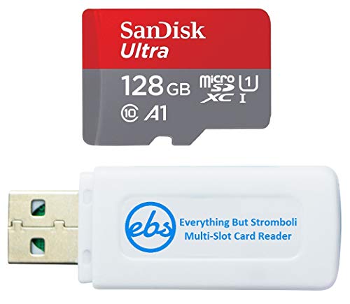 SanDisk Carte microSD 128 Go Ultra compatible avec les tablettes Samsung Galaxy Tab S6 Lite, Tab S7, Tab A 8.0 (SDSQUA4-128G-GN6MN) avec 1 lecteur de carte mémoire SD et SDXC Everything But Stromboli