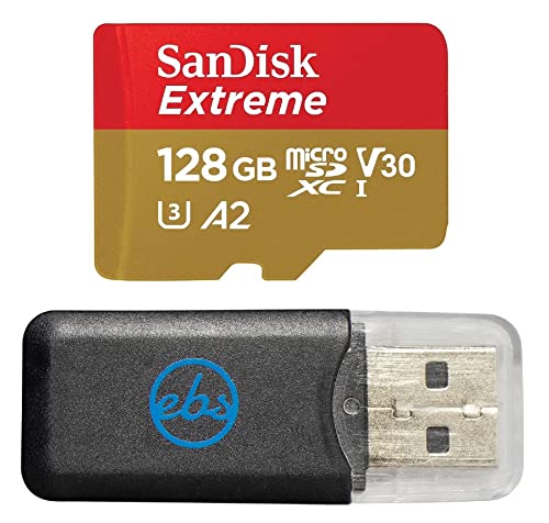 SanDisk Carte microSDXC 128 Go UHS-I Extreme compatible avec GoPro Hero (2024) et Hero 13 (SDSQXAA-128G-GN6MN) avec (1) lecteur de carte Everything But Stromboli MicroSDXC