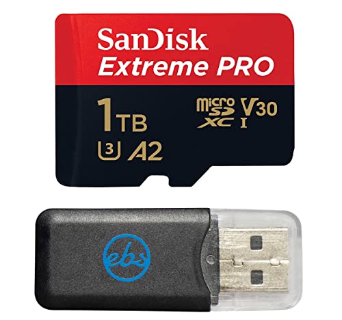 SanDisk Extreme Pro Carte microSD 1 To compatible avec caméras d'action GoPro Hero (2024) et Hero 13 (SDSQXCD-1T00-GN6MA) avec 1 lecteur de carte Everything But Stromboli MicroSDXC