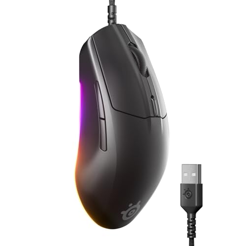 SteelSeries Rival 3 Gen 2 Souris de jeu — Capteur optique TrueMove Core 8500 DPI — Durabilité de 60 millions de clics — Faible latence — 77 g Légère — Pieds 100 PTFE — RVB — Noir