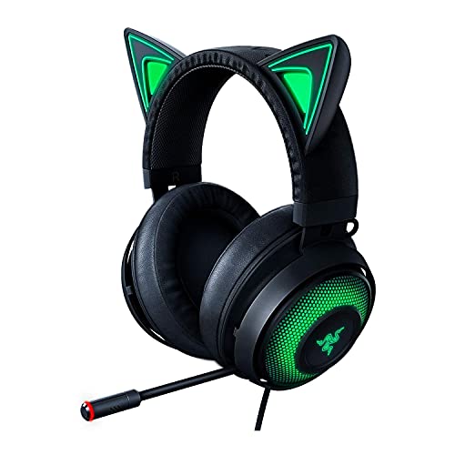 Razer Kraken Kitty Casque de Jeu USB RVB Son Surround Spatial THX 7.1 – Éclairage RVB Chroma – Micro rétractable à Suppression Active du Bruit – Cadre en Aluminium léger – pour PC – Noir Classique