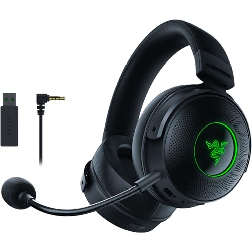Razer Kraken V3 Pro HyperSense Casque de jeu sans fil avec technologie haptique pilotes Triforce Titanium 50 mm – THX Spatial Audio – HyperSpeed Wireless – Tissu hybride et coussins en mousse à