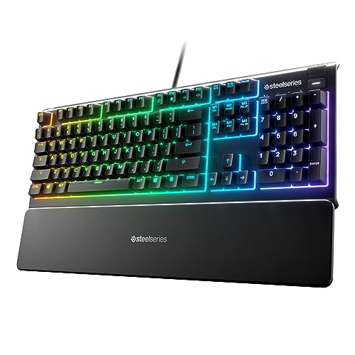 SteelSeries Apex 3 RGB Clavier Gaming - Éclairage RGB 10 Zones - Étanche IP32 - Repose-Poignet magnétique de qualité supérieure (Interrupteur de Jeu Silencieux)