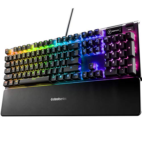 SteelSeries Apex 5 Hybrid Clavier Gaming Mécanique - Éclairage par Touche RGB - Cadre en Alliage d'aluminium de qualité aéronautique - Écran Intelligent OLED (Interrupteur Hybride Bleu)