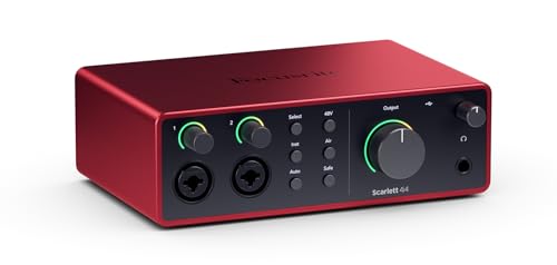 Focusrite Scarlett 4i4 4th Gen, interface audio USB pour musiciens, guitaristes, créateurs de contenus — des prises de son de haute qualité et tous les logiciels pour enregistrer