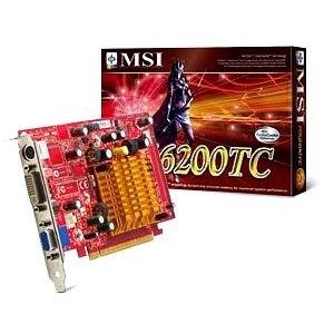 MSI NX6200TC-TD64ES - Adaptateur graphique - GF 6200 TurboCache prenant en charge 256 Mo - PCI Express x16 - 64 Mo TurboCache local - DVI - sortie TV