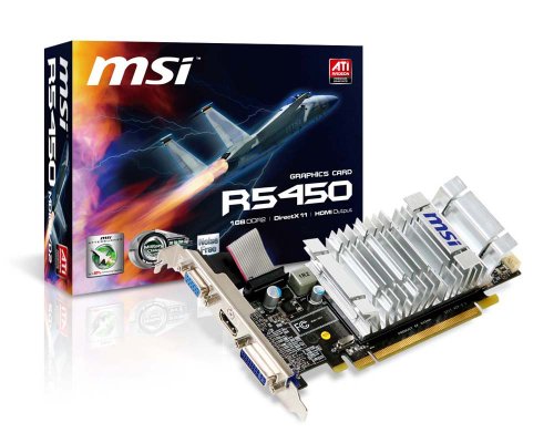 MSI R5450-MD1GH D2 1 Go GDDR2 - Cartes Graphiques (1 Go, GDDR2, 64 bit, 800 MHz, 2560 x 1600 Pixels, PCI Express 2.1)