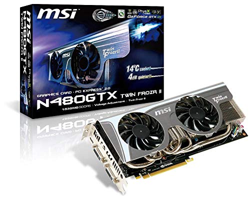 MSI N480GTX Twin Frozr II GeForce GTX 480 1,5 Go GDDR5 - Cartes Graphiques (GeForce GTX 480, 1,5 Go, GDDR5, 384 bit, 2560 x 1600 Pixels, PCI Express 2.0)