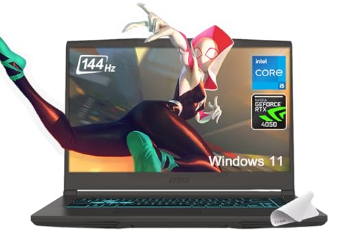 MSI Ordinateur portable de jeu Thin 15, 15,6 po FHD Thin Bezel IPS 144 Hz, Intel Octa-core i5-13420H (Beats i7-11800H), GeForce RTX 4050, USB-C, Windows 11, avec tapis de souris (32 Go de RAM | SSD