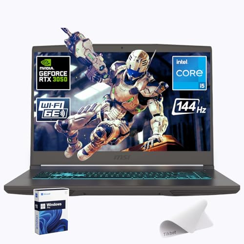 MSI Ordinateur portable de jeu fin 15,6 po FHD 144 Hz - Intel Core i5-13420H-NVIDIA GeForce RTX 3050 - Window 11 Pro-W tapis de souris (64 Go de RAM | SSD PCIe de 2 To)