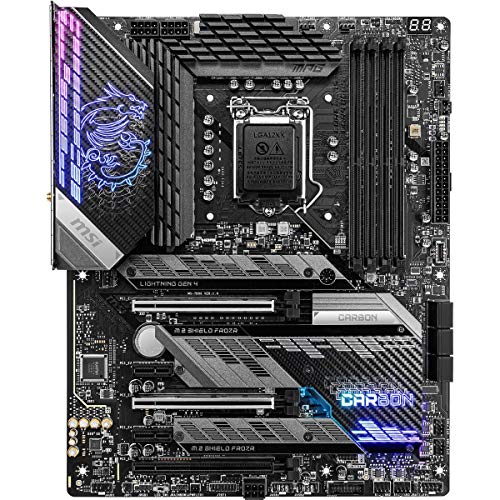 MSI MPG Z590 Gaming Carbon Carte mère de Jeu Wi-FI (ATX, Intel Core 11e 10e génération, Socket LGA 1200, DDR4, PCIe 4, CFX, emplacements M.2, USB 3.2 Gen 2, Wi-FI 6E, DP HDMI, Mystic Light RVB)