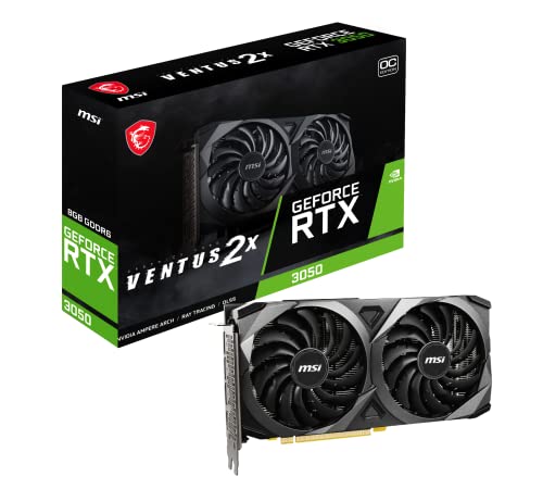 MSI Carte Graphique Gaming GeForce RTX 3050 8 Go GDRR6 128 Bits HDMI DP PCIe 4 Ventilateurs Torx Twin Fans Ampere OC (RTX 3050 Ventus 2X 8G OC)