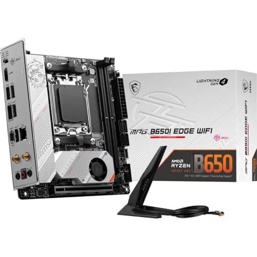 MSI MPG B650I Edge Carte mère de Jeu WiFi AMD AM5, Mini-ITX, DDR5, PCIe 4.0, M.2, SATA 6 Go s, USB 3.2 Gen 2, HDMI, Wi-FI 6E, AMD Ryzen 7000 Series Processeurs de Bureau