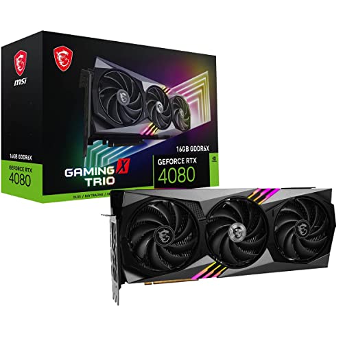 MSI Gaming GeForce RTX 4080 16GB GDRR6X 384-Bit HDMI DP Nvlink Tri-Frozr 3 Ada Lovelace Architecture Graphics Card (Gaming X Trio)