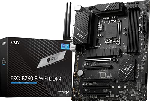 MSI PRO B760-P Carte mère WiFi DDR4 ProSeries (prend en charge les processeurs Intel 12e 13e génération, LGA 1700, DDR4, PCIe 4.0, M.2, LAN 2,5 Gbit s, USB 3.2 Gen2, Wi-Fi 6E, ATX)