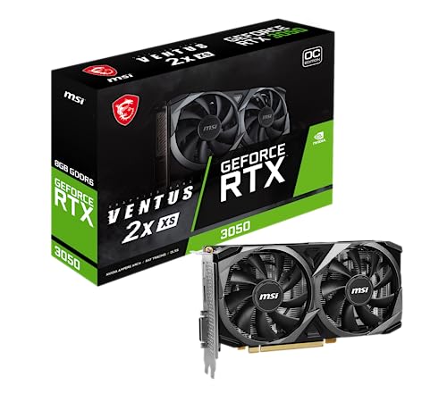 MSI Carte Graphique Gaming GeForce RTX 3050 8 Go GDRR6 128 Bits HDMI DP PCIe 4 Ventilateurs Torx Ampere OC (RTX 3050 Ventus 2X XS 8G OC)