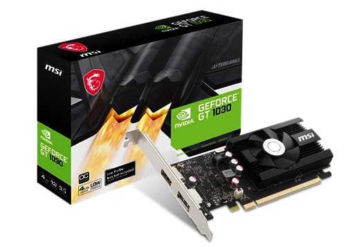 MSI Carte Graphique Gaming GeForce GT 1030 4 Go GDRR4 64 Bits HDCP Support DirectX 12 DP HDMI Single Fan OC (GT 1030 4GD4 LP OC)