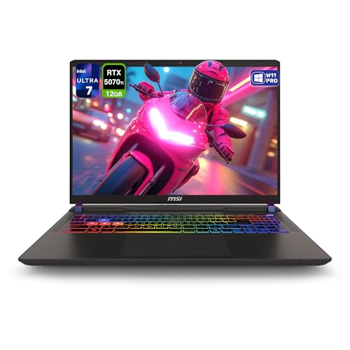 MSI Vector 16 HX AI Ordinateur portable de jeu, Intel Ultra 7-255HX, 64 Go de RAM DDR5, 4 To PCIe SSD, écran 16 FHD (1920 x 1200) 144 Hz, Nvidia G-Force RTX 5070Ti, clavier rétroéclairé, W11 Pro