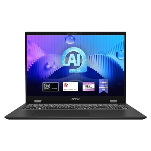 MSI Prestige 16 AI Evo Ordinateur portable Intel Ultra 7-155H, écran OLED UHD de 16 po, DDR5 32 Go, SSD NVMe 2 To, HDMI, lecteur de carte SD, Win 11 Pro gris stellaire B1MG-020US