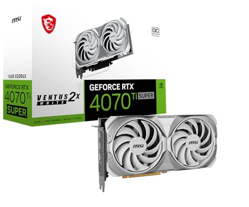 MSI Gaming RTX 4070 Ti Super 16G Ventus 2X White OC Carte graphique (NVIDIA RTX 4070 Ti Super, 256 bits, Boost Clock 2655 MHz, 16 Go GDRR6X 21 Gbit s, HDMI DP, Ada Lovelace Architecture)