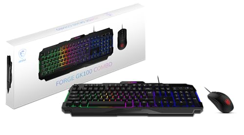 MSI Forge GK100 Combo Ensemble Clavier et Souris RVB 19 Touches Anti-ghosting, capteur Optique 6400 DPI