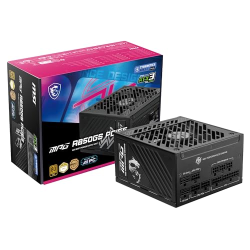 MSI MPG A850GS PCIE 5.1 ATX 3.1 Alimentation Gaming - Entièrement modulaire - Certifié 80 Plus Gold 850W - Condensateurs 100 Japonais 105°C - Double 12V-2x6 - PSU ATX - Garantie 10 Ans