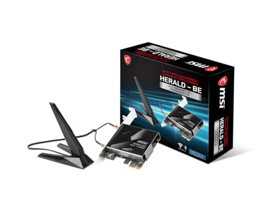 MSI Herald-BE WI-FI 7 Max (Wi-FI 7, 802.11BE, Bluetooth 5.4, PCIe, Technologie de Fonctionnement Multi-Liens, antenne Externe)