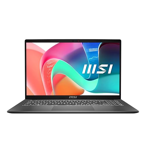 MSI Ordinateur portable professionnel moderne 15 15,6 po Intel Core 7-150U, carte graphique Intel, 16 Go DDR4, SSD NVMe 1 To, Type-C, WiFi 6E, Win 11 Pro gris platine F1MG-008US