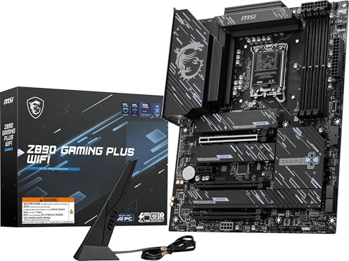 MSI Z890 Gaming Plus Carte mère WiFi Gaming Plus Compatible avec Intel Core Ultra Series 2, LGA 1851, DDR5, PCIe 5.0, M.2, SATA, LAN 5Gbps, USB Type-C, Wi-FI 7, Bluetooth 5.4