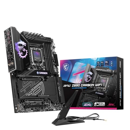 MSI MPG Z890 Carbone WiFi Gaming Carte mère (prend en charge les processeurs Core Ultra Series 2 Intel, LGA 1851, DDR5, PCIe 5.0, M.2, SATA, 5 Gbps LAN, USB Type-C, Wi-Fi 7, Bluetooth 5.4, Thunderbolt