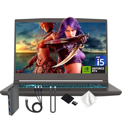 msi Ordinateur portable de jeu fin 15,6 po 144 Hz FHD IPS, Intel Core i5-13420H, NVIDIA GeForce RTX 3050, 16 Go de RAM, 1,5 To de stockage (SSD de 512 Go et station d'accueil de 1 To), Wi-Fi 6