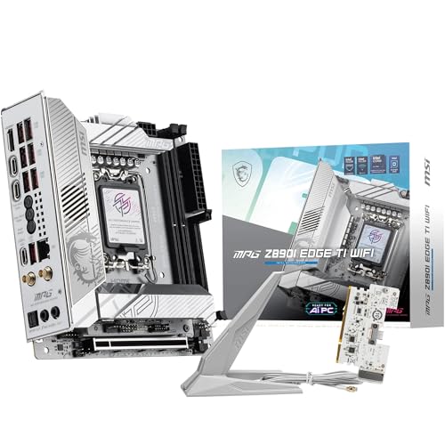 MSI Carte mère MPG Z890I Edge TI WiFi, Mini-ITX, prend en charge les processeurs Intel Core Ultra (série 2), LGA 1851-110A SPS VRM, DDR5 Memory Boost (8600 MT s OC), PCIe 5.0 x16, M.2 Gen5, Wi-Fi 7