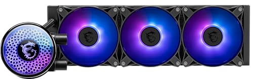 MSI MAG Coreliquid A12 360 Refroidisseur Liquide AIO ARGB CPU – Radiateur de 360 mm – Prêt pour LGA 1700 – Double roulement à Billes – 3 Ventilateurs ARGB PWM de 120 mm, tête de Blocage rotative, LGA