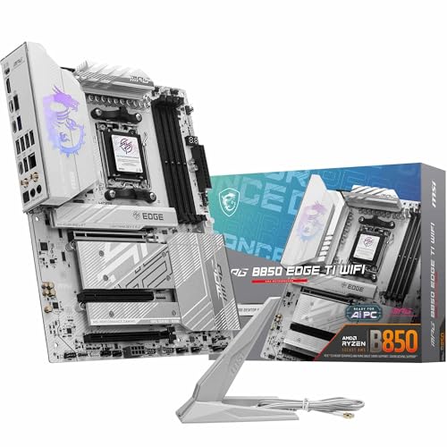 MSI Carte mère MPG B850 Edge TI WiFi, ATX - Prend en Charge Les processeurs AMD Ryzen 9000 8000 7000, AM5-80A SPS VRM, DDR5 Memory Boost (8400 MT s OC), PCIe 5.0 x16, M.2 Gen5, Wi-FI 7, 5G LAN