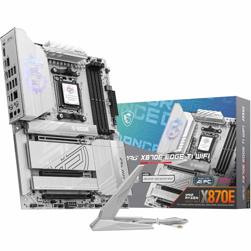 MSI Carte mère MPG X870E Edge TI WiFi, ATX - Prend en Charge Les processeurs AMD Ryzen 9000 8000 7000, AM5-80A SPS VRM, DDR5 Memory Boost 8400 MT s (OC), PCIe 5.0 x16, M.2 Gen5, Wi-FI 7, 5G LAN