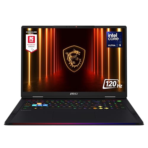 MSI Raider 18 HX AI 18 120Hz UHD Ordinateur portable de jeu Intel Core U9-285HX, NVIDIA Geforce RTX 5080, 64 Go DDR5, 4 To NVMe SSD, Thunderbolt 5, Wi-Fi 7, Win 11 Home Noir A2XWIG-014US